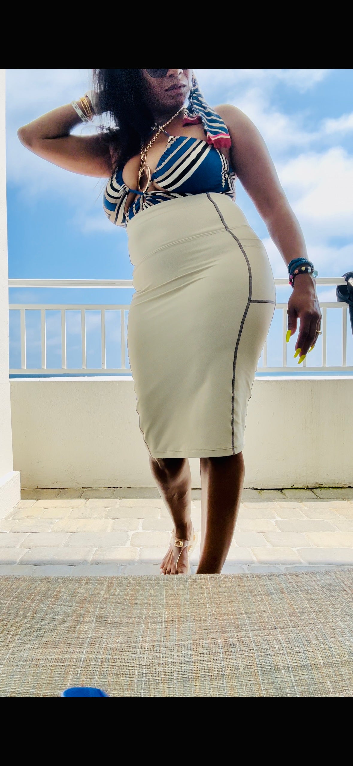 2pc Skirt and Tank Set Beige