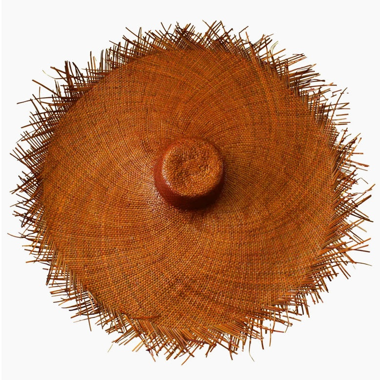 Amora Woven Straw Hat in Caramel Orange