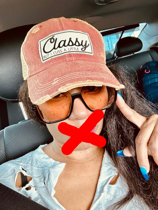 Classy But I Cuss A Little Distressed Trucker Cap